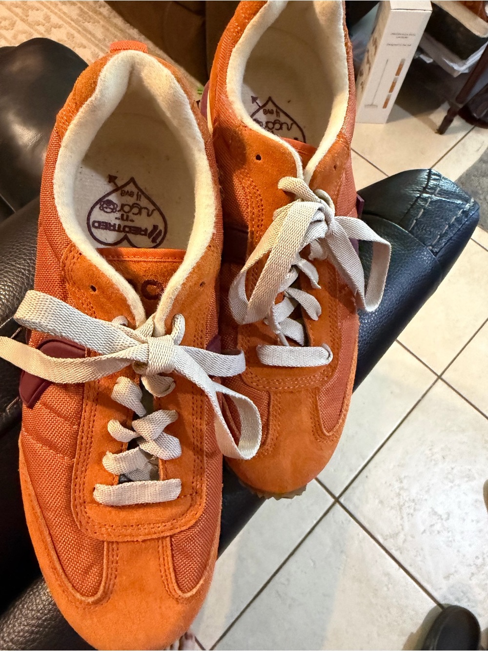 Vintage Orange Suede & Canvas Retro Sneakers
